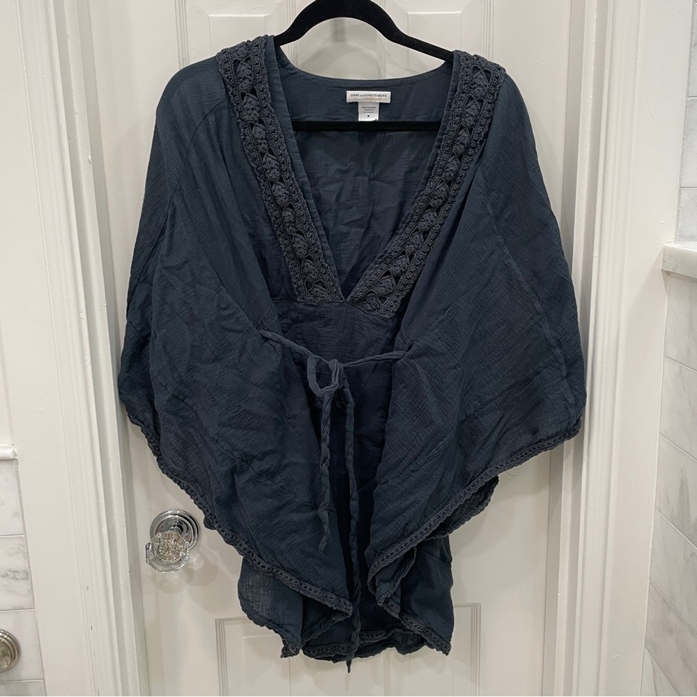 Diane Von Furstenberg DVF Dark Green Gray Swim Coverup Size Small